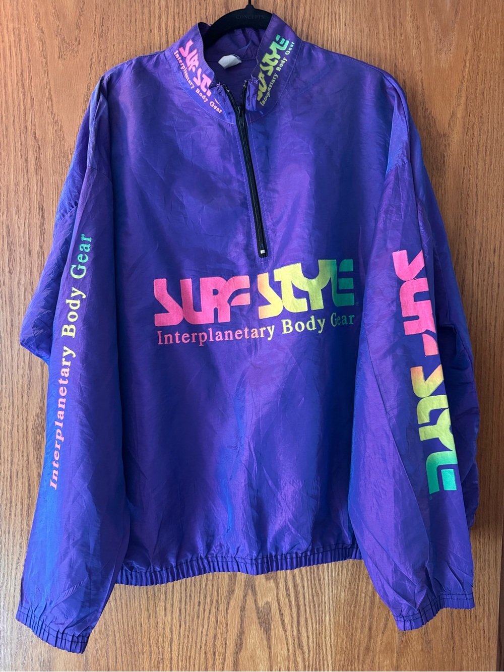 Vintage Surf-Style Interplanetary Body Gear Purple Windbreaker